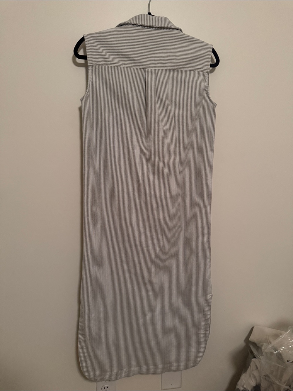 Blue & White Striped Sleeveless Shirt Dress - Picture 3 of 7